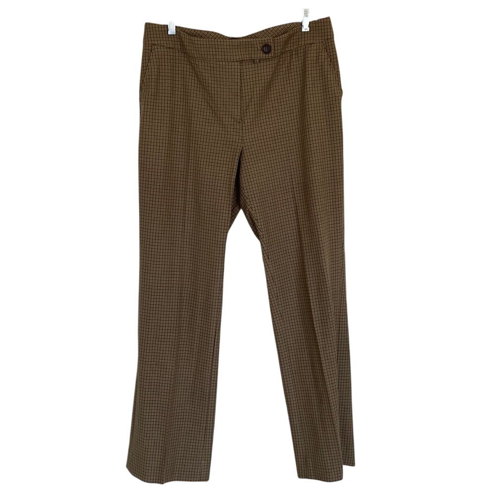 Talbots Signature Boot Houndstooth Pants Womens 12 Trouser Tan Brown Acadamia‎